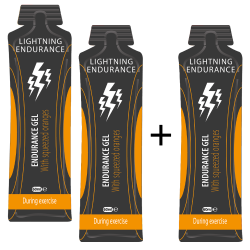 Lightning Endurance Energy Gel Squeezed Fruit Juice - Orange - 60 ml - 9 + 1 gratis